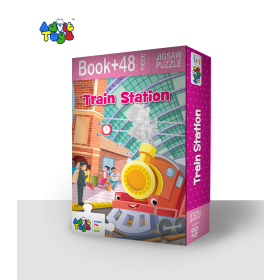 Train Station Jigsaw Puzzle - (48 Piece + 24 Page Book)