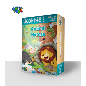 Animals Home Jigsaw Puzzle - (48 Piece + 24 Page Book)